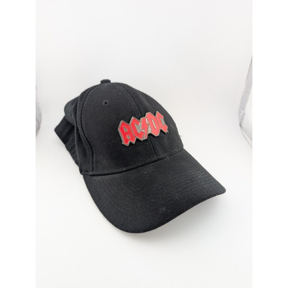 ACDC Fitted Hat Black Red 2005 Vintage Merch Bio Domes Metal Logo